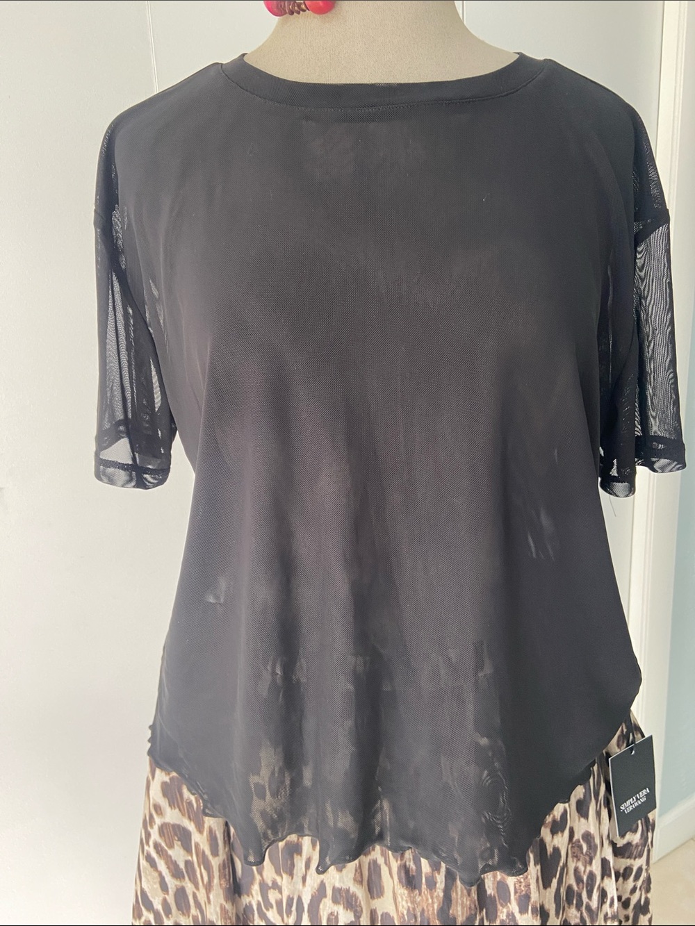 BB Dakota Black Short-Sleeve Mesh Top